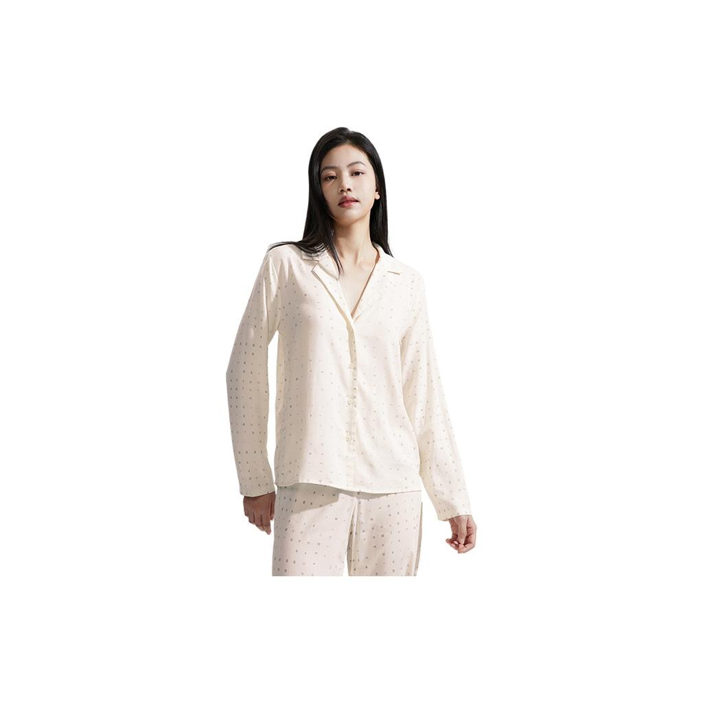 Calvin Klein Casual Allover Print Button-Down Collar Comfortable Long Sleeve Top Pajama Women Tops QS6848