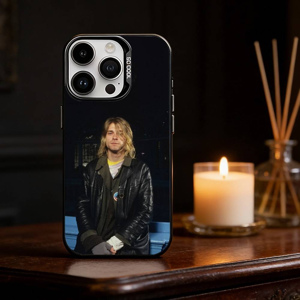 K-Kurt Singer C-Cobain Phone Case For iPhone 17 16 15 14 13 12 11 Pro Max Plus Silver Matte Black Cover