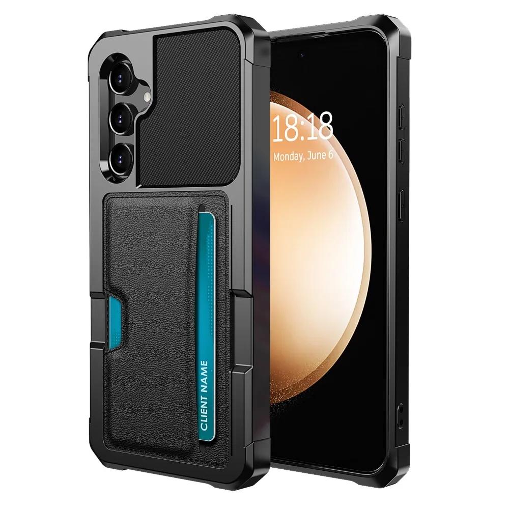 

For Samsung Galaxy A55 A54 A53 A52S A52 A35 A34 A33 A32 A23 A15 A14 A13 A73 A72 5G A24 A12 A05S A05 4G Card Holder Phone Case ForGalaxy A52(A52S5G чорний