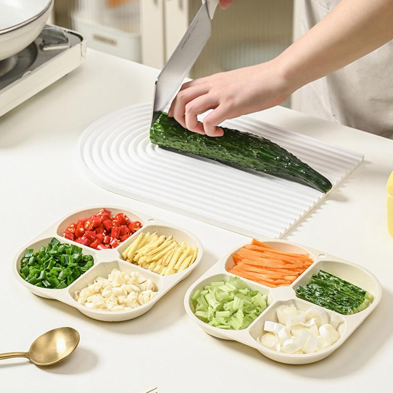 Divided Plates Anti-Scalding Fruit Plate 4 Compartment Food Dinner Plate Tray Multifunctional Divided Serving Tray
