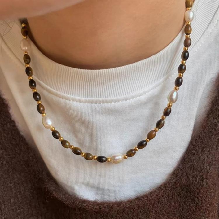 Handmade Pearls Bead Sweater Necklace Artistic Crafted Pearls Bead Sweater Necklace Retro Unisex Neck Jewelry Accessory