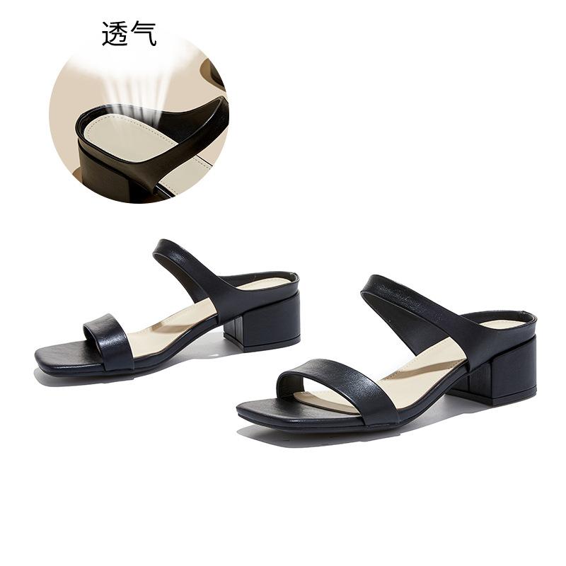 

Thick-heeled slippers outer wear summer new casual beach shoes women s seaside fashion high-end sense versatile sandals women 35 чёрный