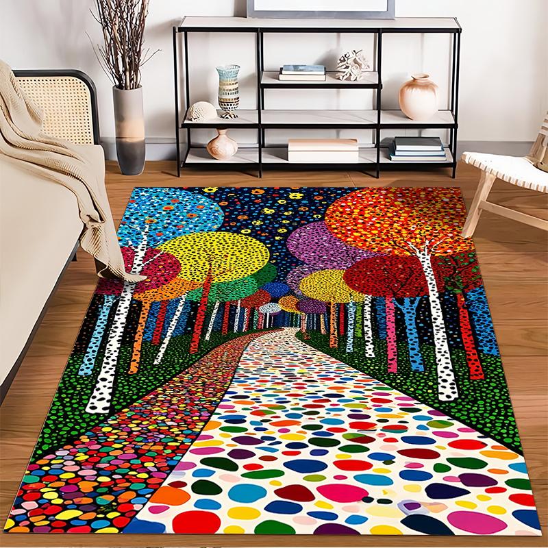 Abstract Colorful Trees and Path Design Carpet - Modern Home Decor Suitable for use as an anti-slip for living room bedroom sofas