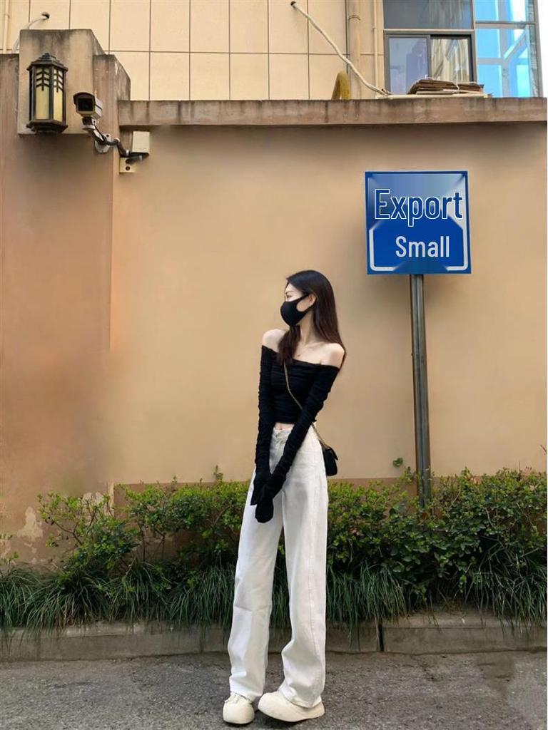Weiße High-Waist Weitbeinige Jeans für Damen - Frühjahr/Sommer Kollektion 2025, High-End Lockerer gerader Schnitt mit Fall.