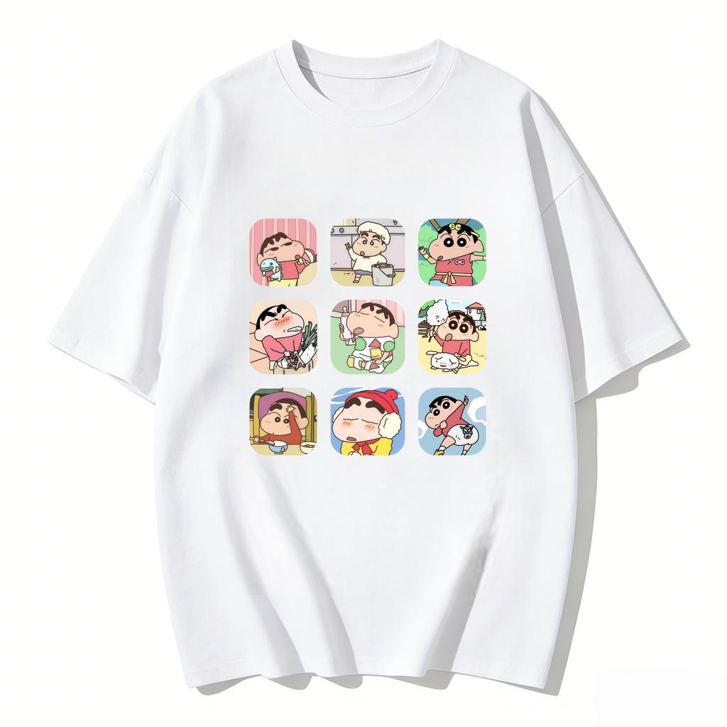 Crayon Shinchan Süßes Cartoon T-Shirt Partnerkleidung Familien-Matching-T-Shirt Sommerlich Lässig Kurzarm Baumwoll-Oberteil Mode Streetwear
