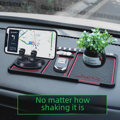 High-Temperature Resistant Car Dashboard Anti-Slip Mat with Large Storage and Phone Holder