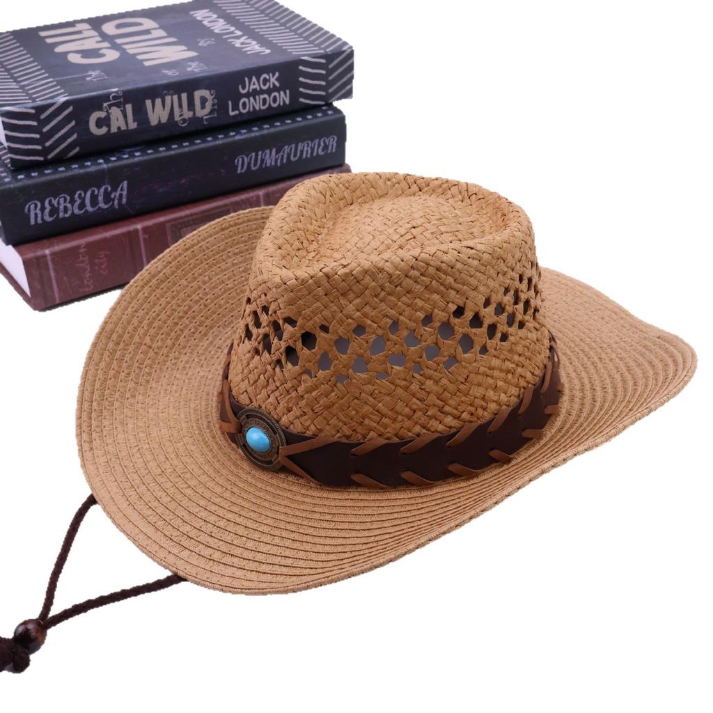 Dell Le European and American cowboy hats hollow woven straw hats women's big eaves sun protection visor summer hot spot