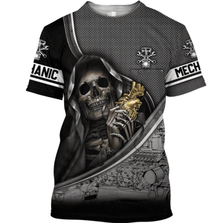 Summer Fashionable Men's T-shirt Personalized Mechanic 3D Printed Short Sleeved Fashionable Comfortable Plus Size T-shirt