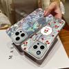 Little Cherry Print Luxury Glitter Case For iPhone 16 Pro Max 15 Pro 14 13 12 11 Hybrid TPU PC Clear Shockproof Slim Phone Cover