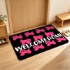 Pink Cute Dogs Paws Welcome Home Pet Doodle Theme Floor Mat Soft Flannel Non Slip Absorbent Entryway Bathroom Bedroom Garage