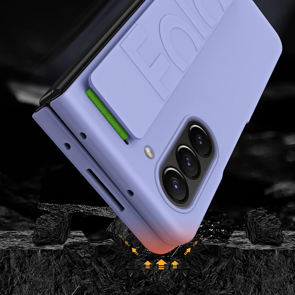 For Samsung Galaxy Z Fold6 5G Skin-Touch Case PC Anti-Fingerprint Phone Cover with Stretch Wristband