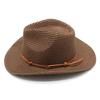 Summer Double Belt Jazz Straw Hat Men'S Shade Sunscreen Straw Hat Women'S Western Cowboy Trend Hat