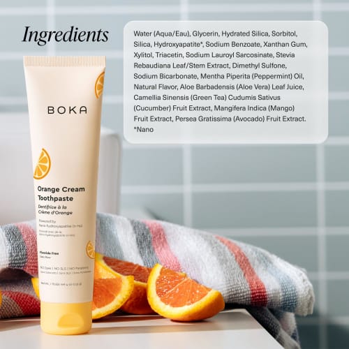 Boka Orange Cream Natural Toothpaste, Nano-Hydroxyapatite for Remineralizing, Sensitivity and Whitening, Fluoride-Free, Dentist Recommended for Kids a