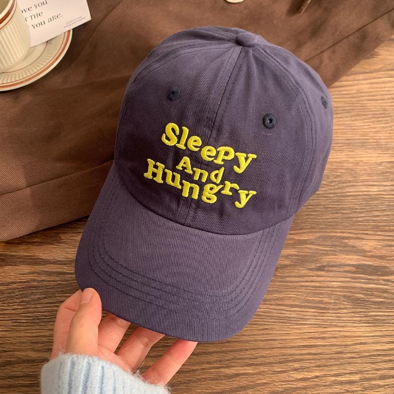 New Color Letter Embroidered Baseball Cap Female Korean Version Versatile Wide Brim Cap Big Head Circumference Showing Face Small Hat