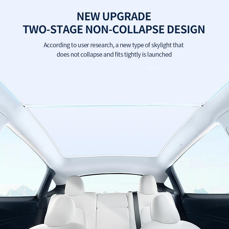 2PCS For Tesla Model 3/Y/3 Highland/Y Juniper Ice Cloth Buckle Shades for Glass Roof Front & Rear Sunroof Skylight Sunshade