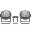 Garden Furniture Set, 3-Piece, Rattan Look, 2 Chairs, 1 Table, Foldable, Grey
