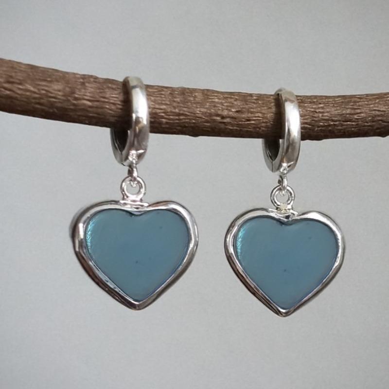 

Jianjie Silver Edged Heart Shaped Pendant Earrings Women s Simple Ethnic Style Female New Ear Jewelry Trend срібний