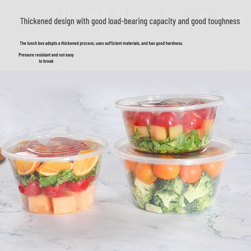 Temeiju Disposable Round Takeaway Containers with Lids (50-Pack)