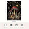 1pc 60x80 Inch Single-Sided Printed Blanket - Mystical Forest Design with Mushrooms, Crystals & Celestial Stars, Retro Style