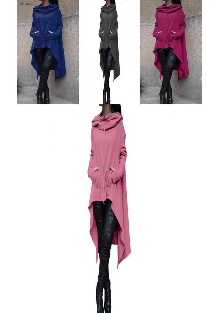 Felpa con Cappuccio da Donna Pulli Con Cappuccio Asimmetrico Lungo e Design Accogliente del Maglione