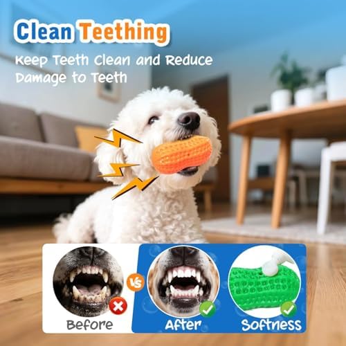 ElevaPulse 4-Pack Peanut Dog Toys, Indestructible Chew Toys for Dental Care & Mental Stimulation, Interactive Fun for Small Medium Large Dogs