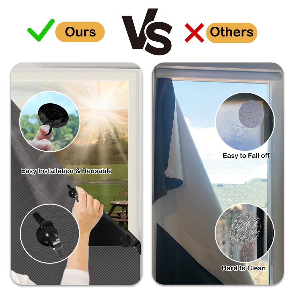 100 % Verdunkelungsvorhang mit Saugnapf, UV-blockierende Fenstervorhänge, Jalousien, Vollschatten-Panel, tragbare DIY-Folie, Sonnenschutzabdeckung