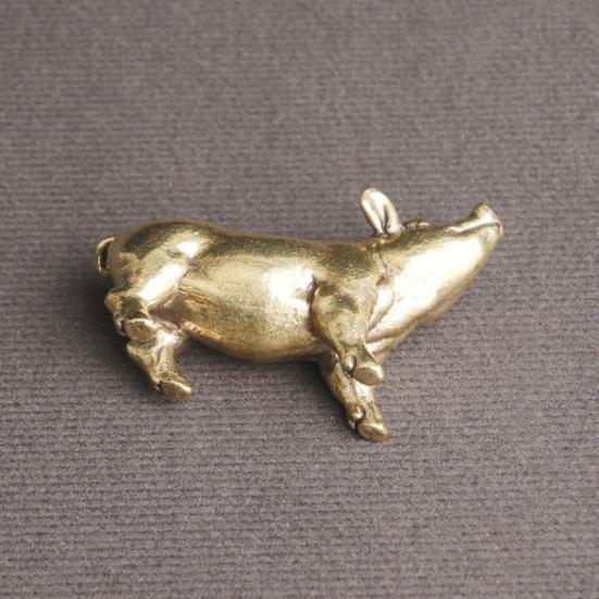 Pig Ornament Delicate Adorable Vivid Copper Miniature Pig Figurine Desk Ornament Home Decoration