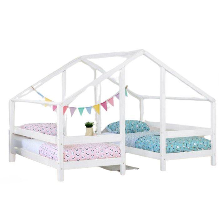 Lit cabane VILLY 2 places 90 x 180 blanc