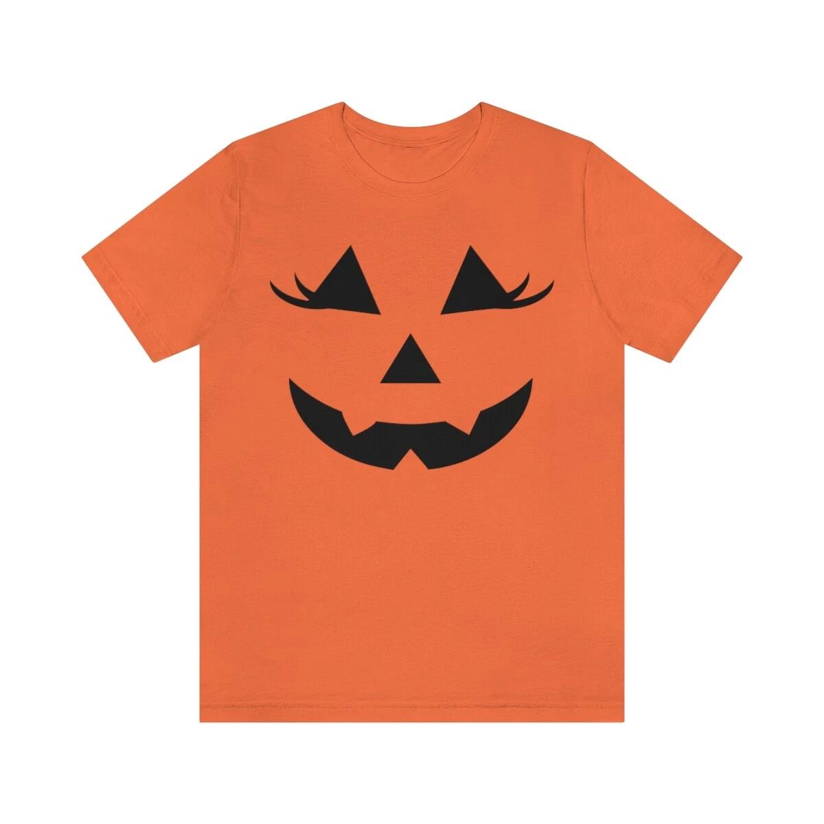 Halloween Pumpkin Face Graphic T-Shirt Womens Jack o Lantern XL