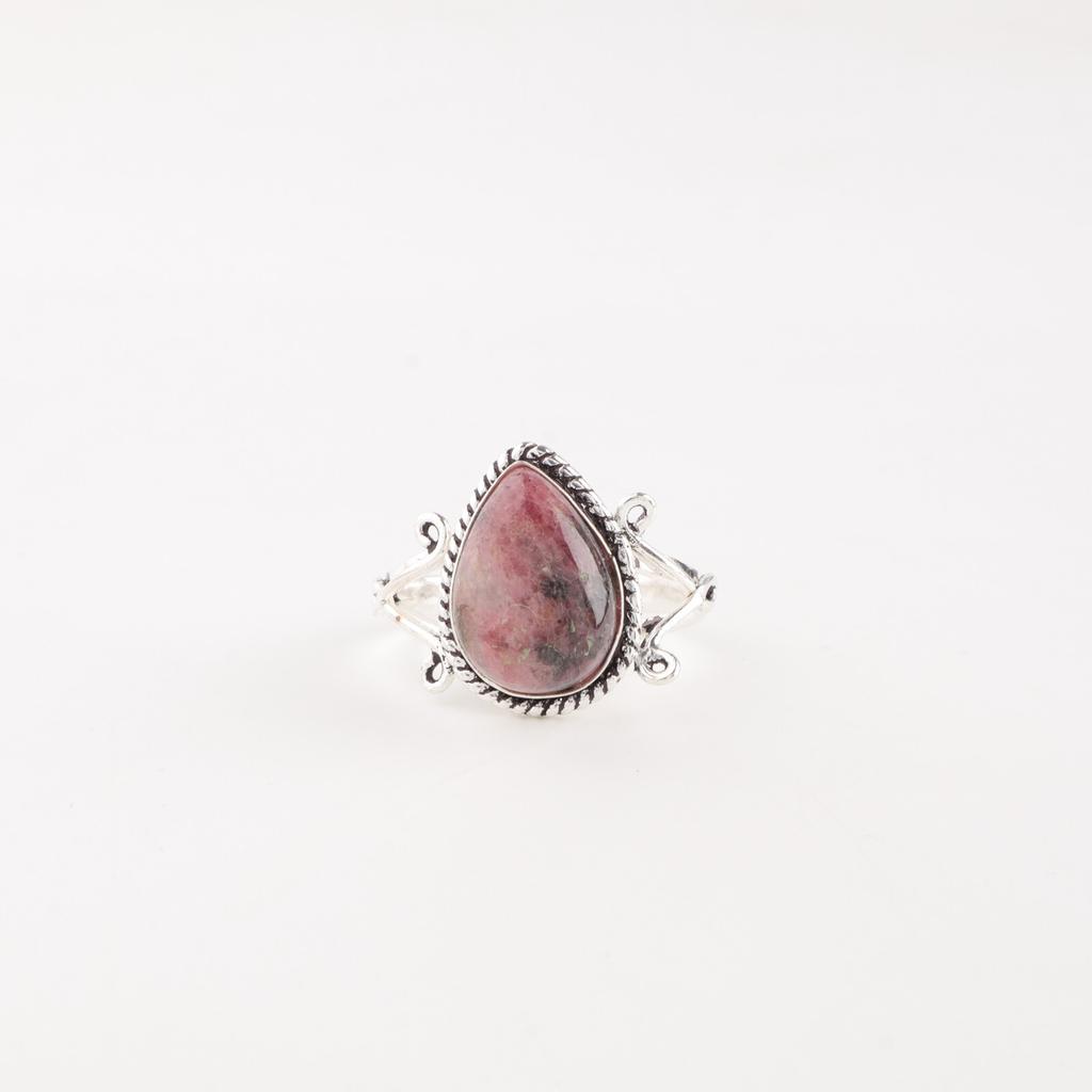 Black Rhodonite Gemstone 925 Sterling Silver Jewelry Handcrafted Statement Ring RR-57-28