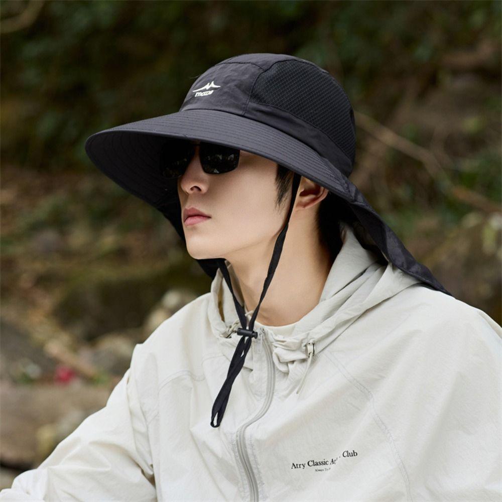 Sunscreen Men Fishing Hat Mesh Foldable Bucket Hat Breathable Outdoor Sun Hat  Women