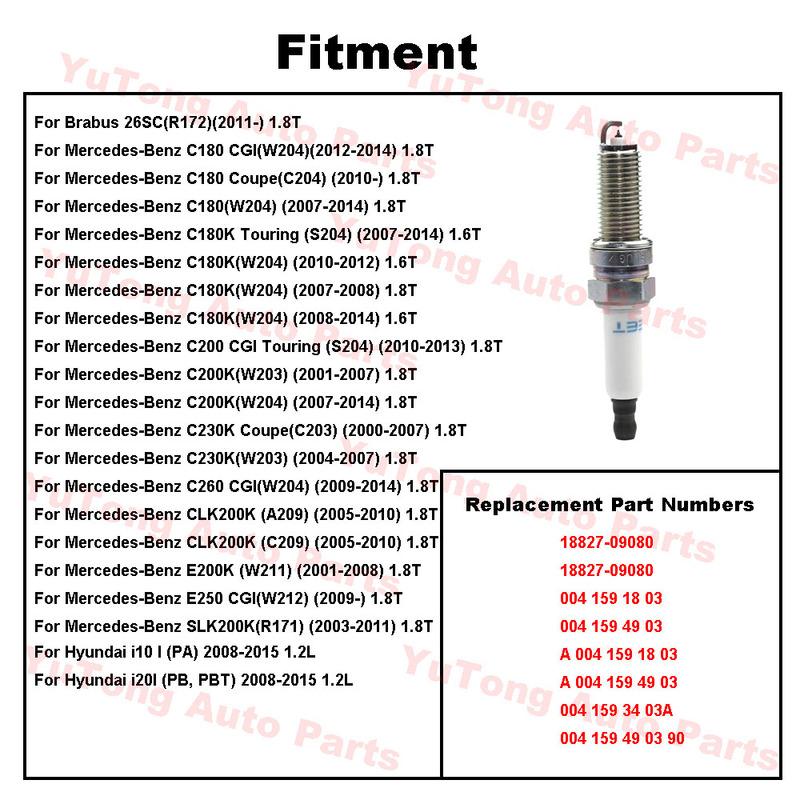 Spark Plug For Mercedes-Benz C180 C200K W204 C260 1.8T E250 W211 W212 Hyundai i10 1.2L 2008-2015 Car Accessories A0041591803
