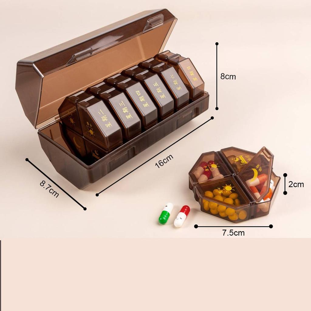 Pill Cases Box Organizer 7 Days 28 Grids 4 Times One Day Portable Travel with Large Compartments for Vitamins Medicine Fish Oils