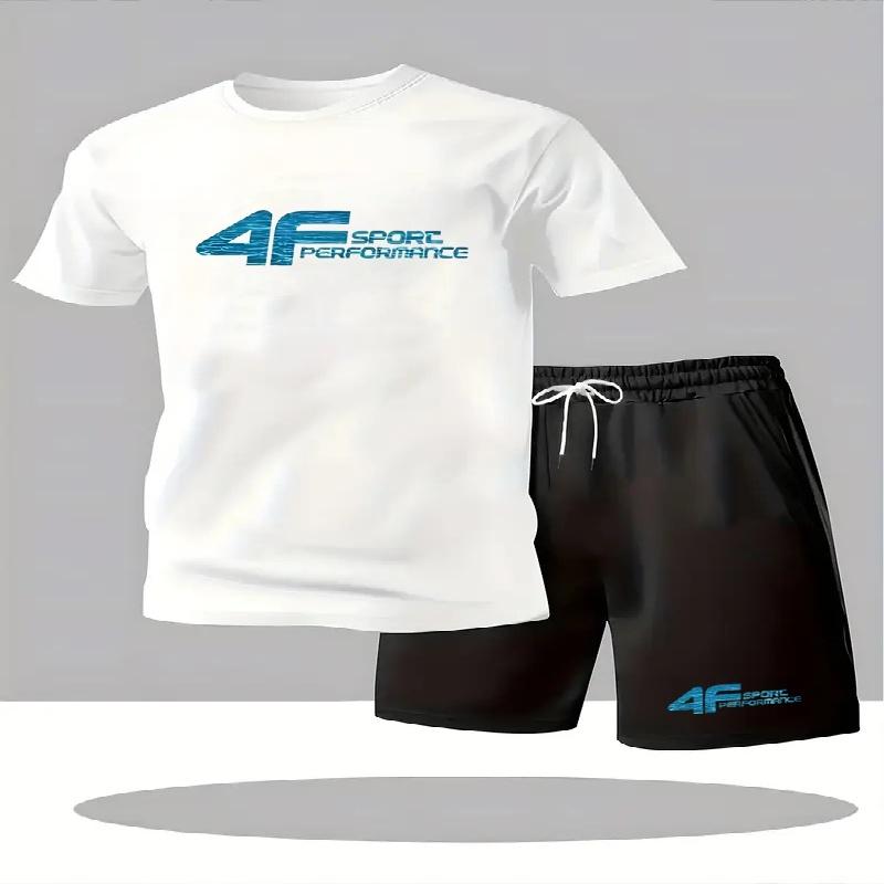 Herenpak 2-delige Set Mode Vrije Tijd Comfortabele Set Heren Inclusief T-shirts Korte Broeken Geschikt voor Sport Fitness Activiteiten Zomer
