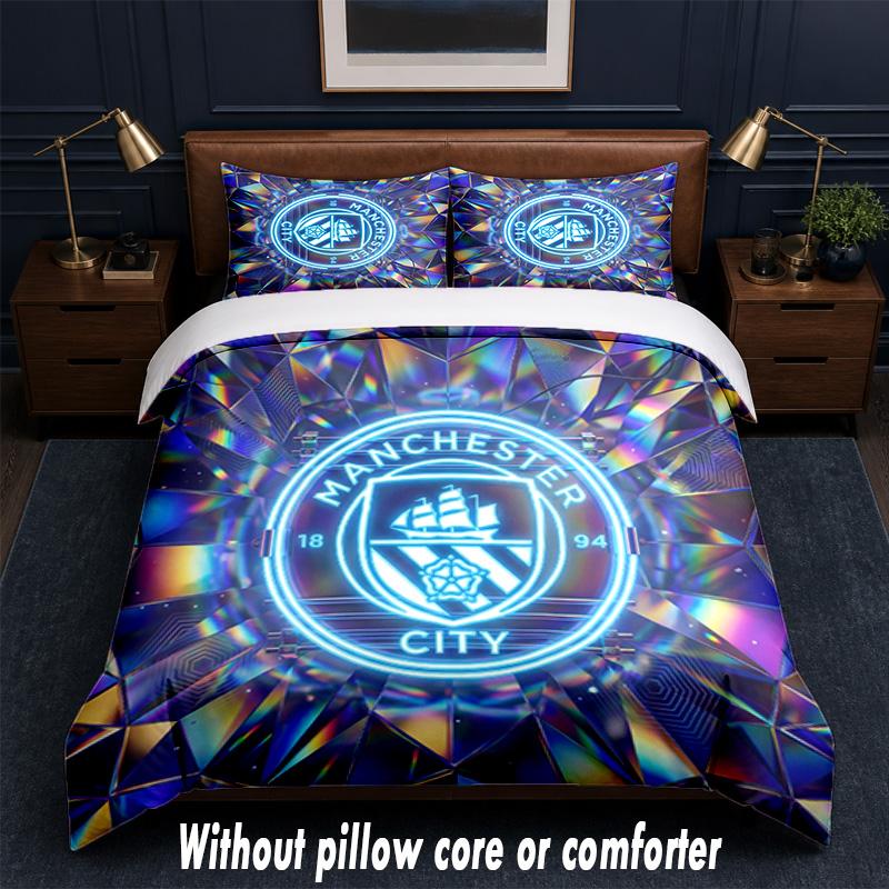 Manchester City Design Bed Bedding Set 1 Duvet Cover + 2 Pillowcases Soft Breathable Household Bed Linens