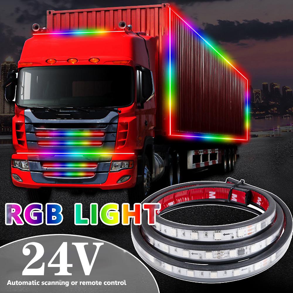 Truck Led Singal Light Night Driving Safety Warning Light RGB 7 Colorful Flashing Atmosphere Lamp 24V Car Decorative Light