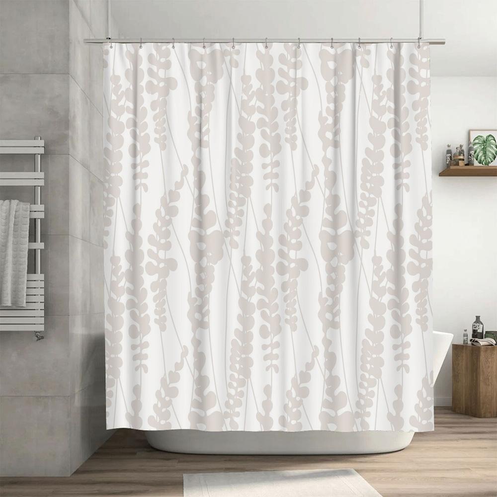 Shower Curtain Botanical Leaf Pattern Waterproof Bathroom Decor Farmhouse Style Fabric Backdrop Vintage Nature Themed Showerline