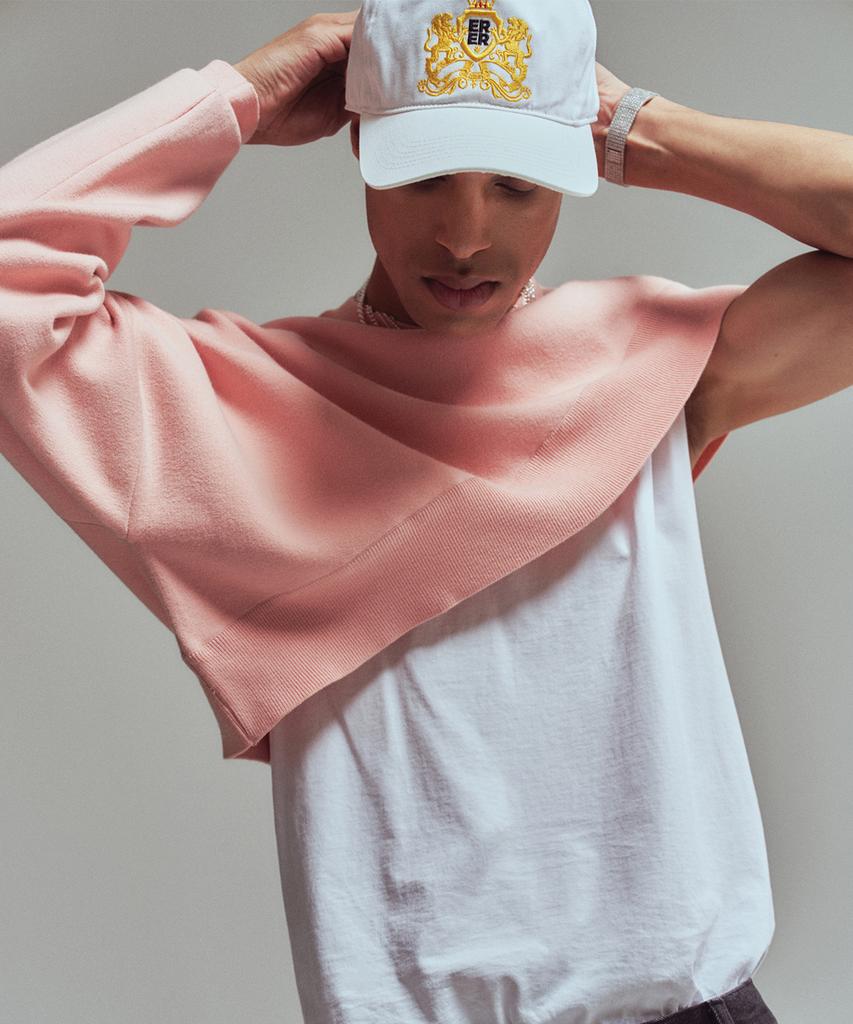 ERER [Un] Diagonal Crop Knit Pink