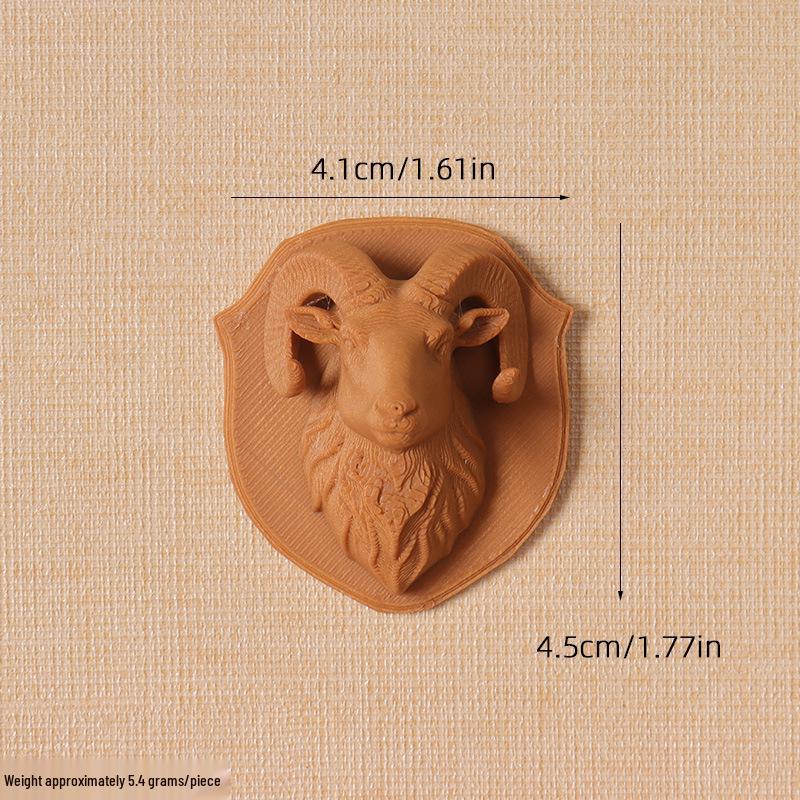 Miniature Sheep Head Wall Decoration - Dollhouse & Christmas Scene Accessory