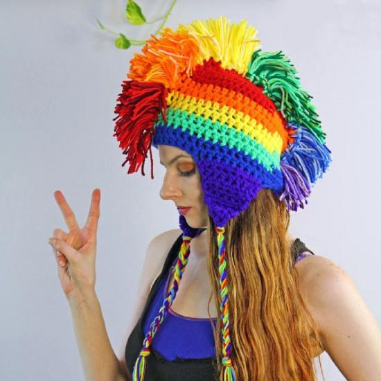 Adult Funny Knitted Hat Halloween Hat Cosplay Costume Tassel Red Crown Roman Hat 56-59 разноцветный