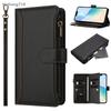 Zipper Leather Case For Iphone SE 2 3 4 2020 2022 2024 X XS XR 6 6S 7 8 Plus 11 12 Mini Pro Max Wallet Cover Casing