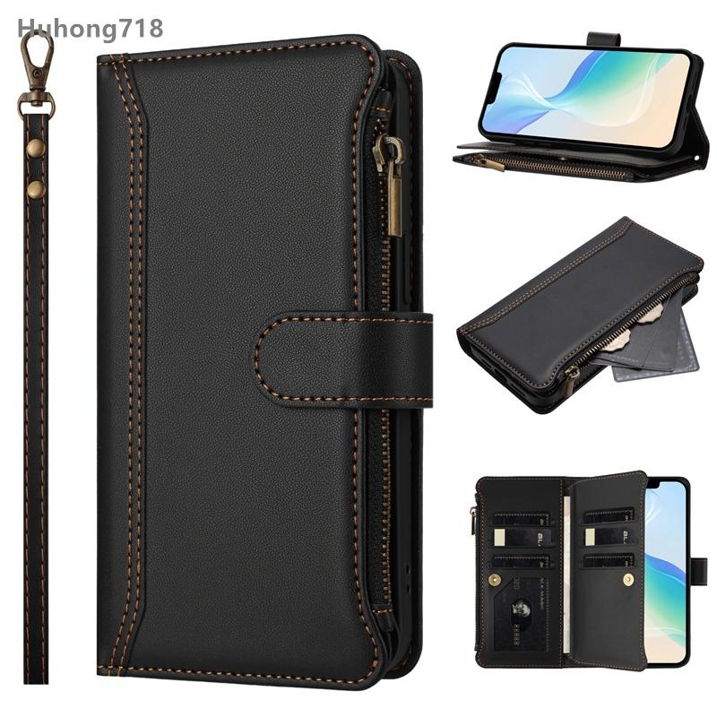Zipper Leather Case For Iphone SE 2 3 4 2020 2022 2024 X XS XR 6 6S 7 8 Plus 11 12 Mini Pro Max Wallet Cover Casing