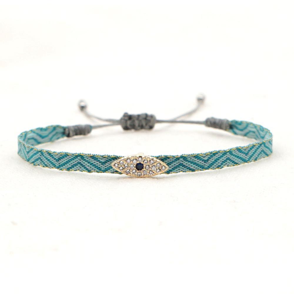Retro Pattern Bohemian Spanish Court Hand-Woven Bracelet with Micro-Inlay