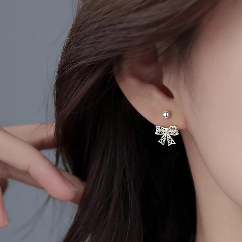 Hollow Butterfly Earrings for Women Screw Back Studs Light Luxury Vintage Minimalist Ear Jewelry