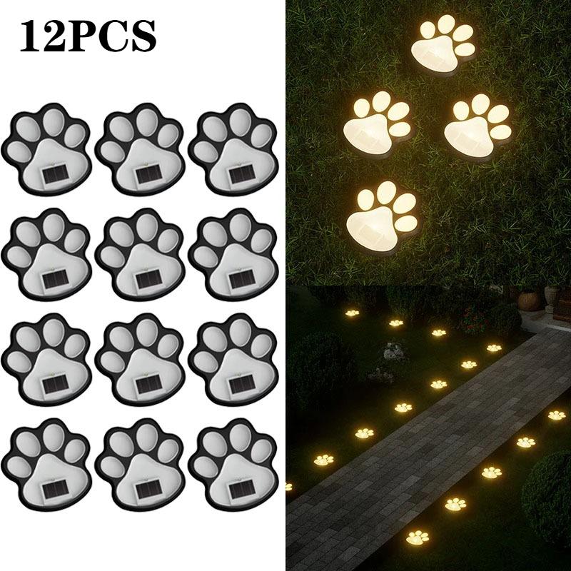 1-12PCS LED Solar Outdoor Light Waterproof Animal Paw Print Lamp for Garden Lawn Patio Summer Camping Home Decor