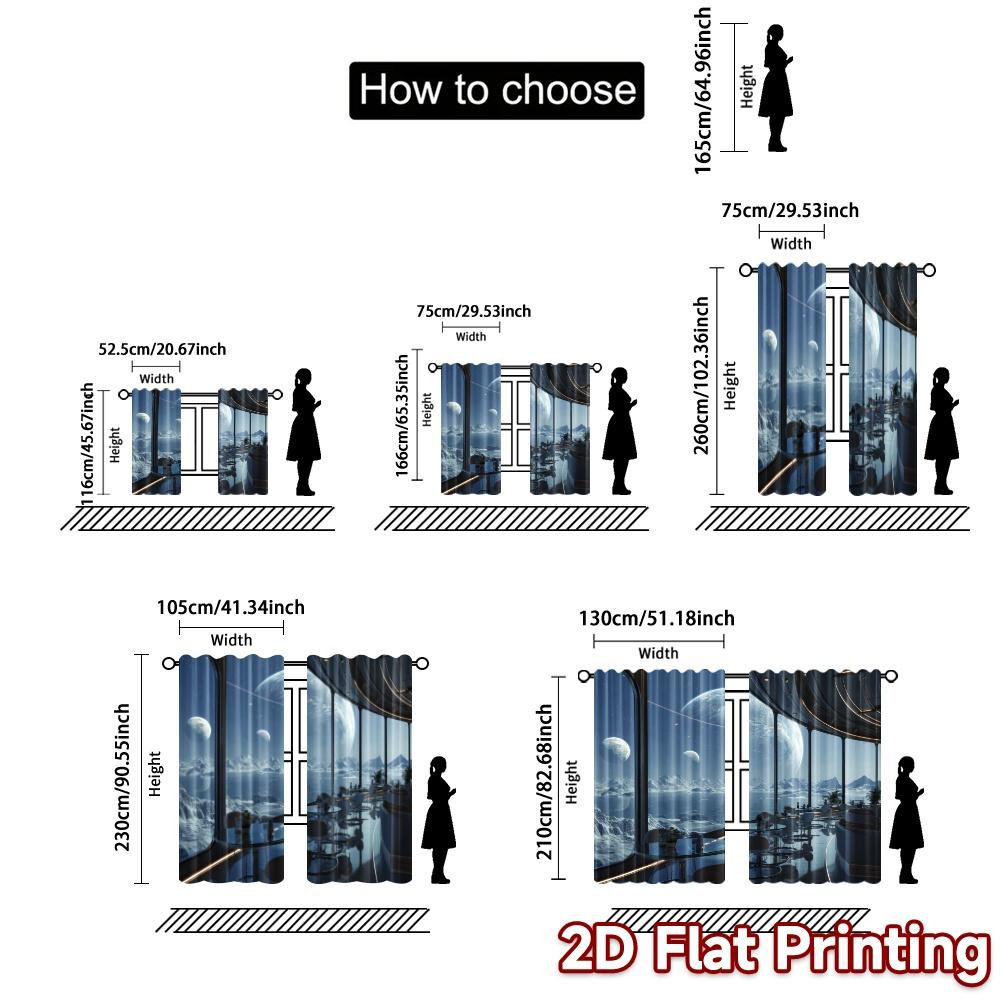 2pcs, 2D FLAT PRINTING Curtains (Without Rod) Cosmic Lounge Chic Chic Curtain Versatile 100% Polyester Curtains Home Decor Ldeal