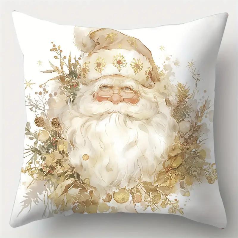 1pc Golden Christmas Cushion Cover Snowman Wreath Durable Cover 2025 New for Home Ornament Xmas New Year Christmas Decoration