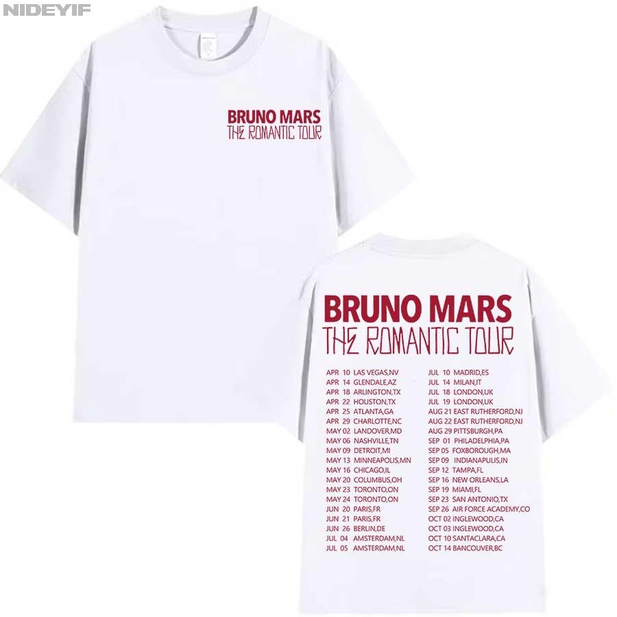 T-shirt Bruno Mars The RoUnisextic Tour per Unisex Donna Hiphop Streetwear Top Oversize 100% Cotone T-Shirt BM4
