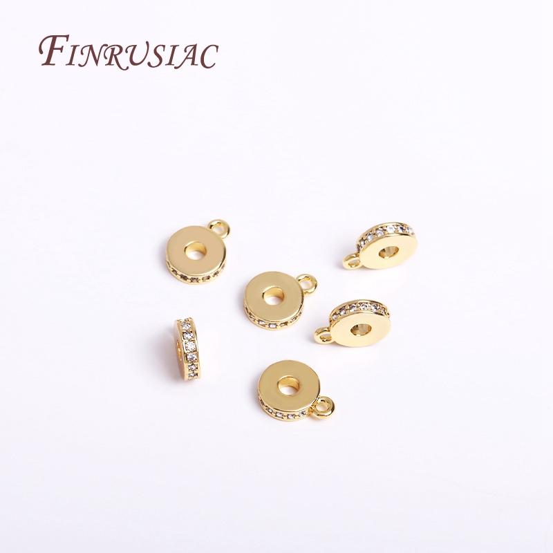 18K Gold Plated Zircon-Set Pendant Bail with Open/Closed Ring Connector For DIY Jewelry Making Supplies Accessories Wholesale