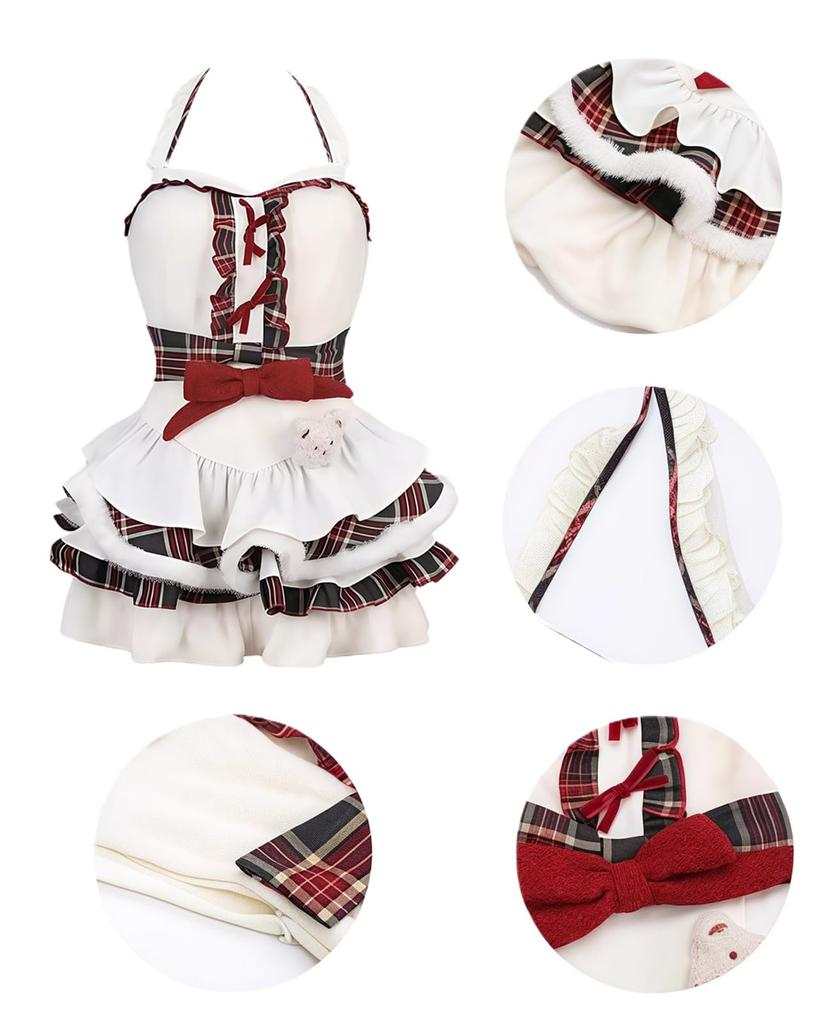 NOKIJP Christmas Santa Costume Red Cape Velvet Dress Women's Fancy Plus Size